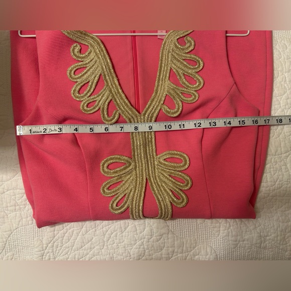 Lily Pulitzer Pink Gold Soutache Embroidery Embellished Janice Shift Dress M - Picture 5 of 5